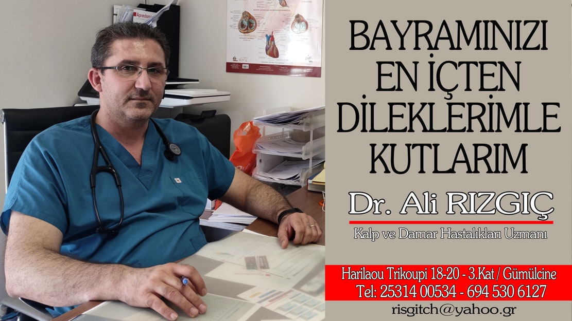 Kalp ve Damar Hastalıkları Uzmanı Dr. Ali Rızgıç'tan bayram tebriği
