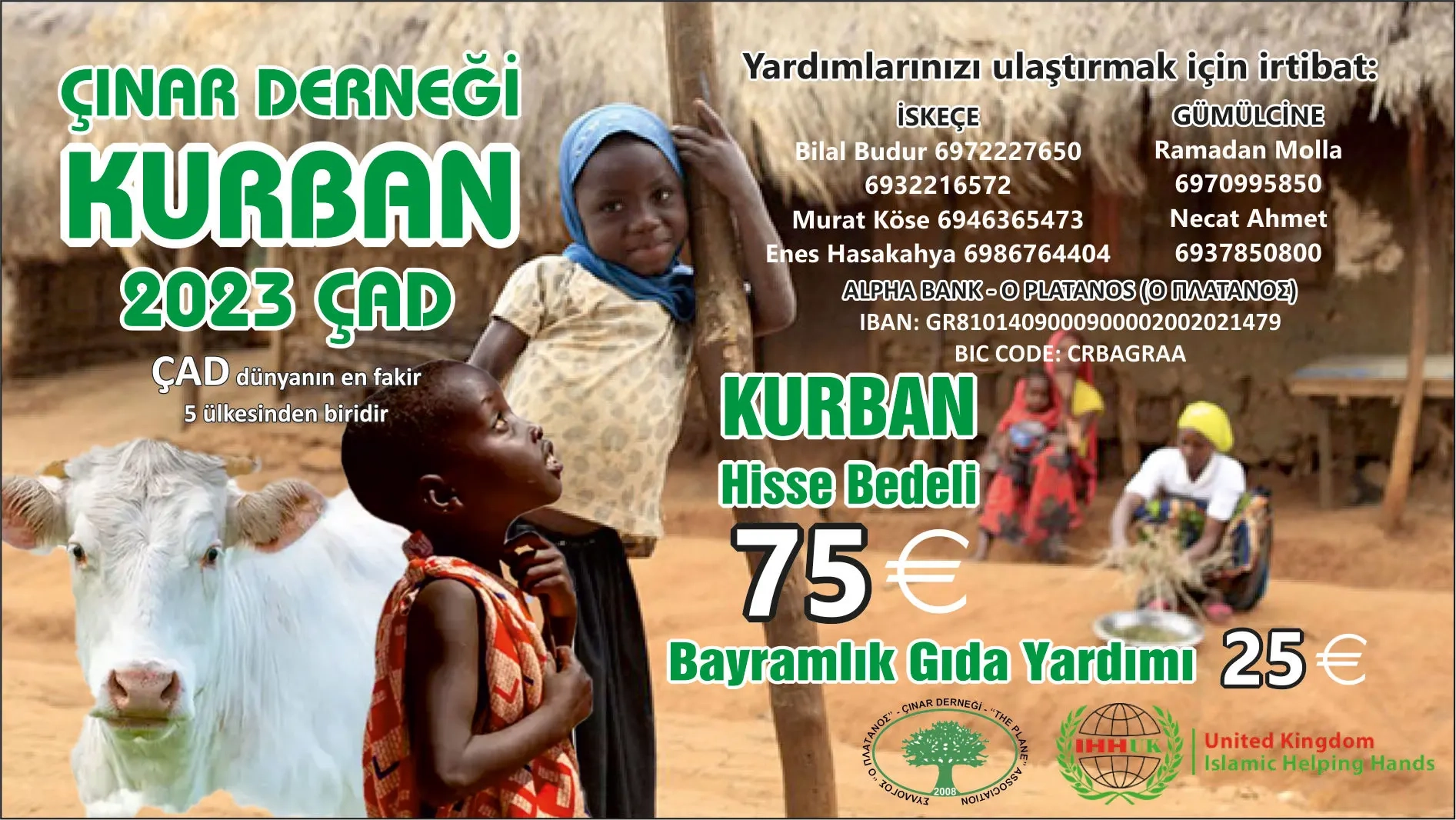 Çınar Derneği Kurban Bağışı Kampanyası’nı başlattı