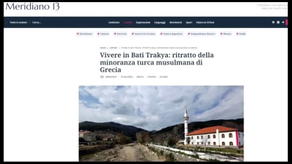 İtalyan dergisi Meridiano 13'te Batı Trakya Türkleri hakkında makale