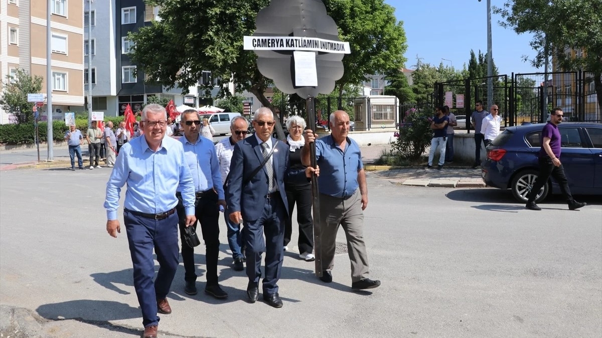 Çamerya katliamı için Yunanistan'ın Edirne Konsolosluğu'na siyah çelenk bırakıldı