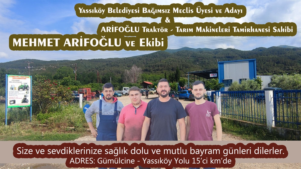 ARİFOĞLU Tamirhane sahibi Mehmet Arifoğlu'ndan tebrik
