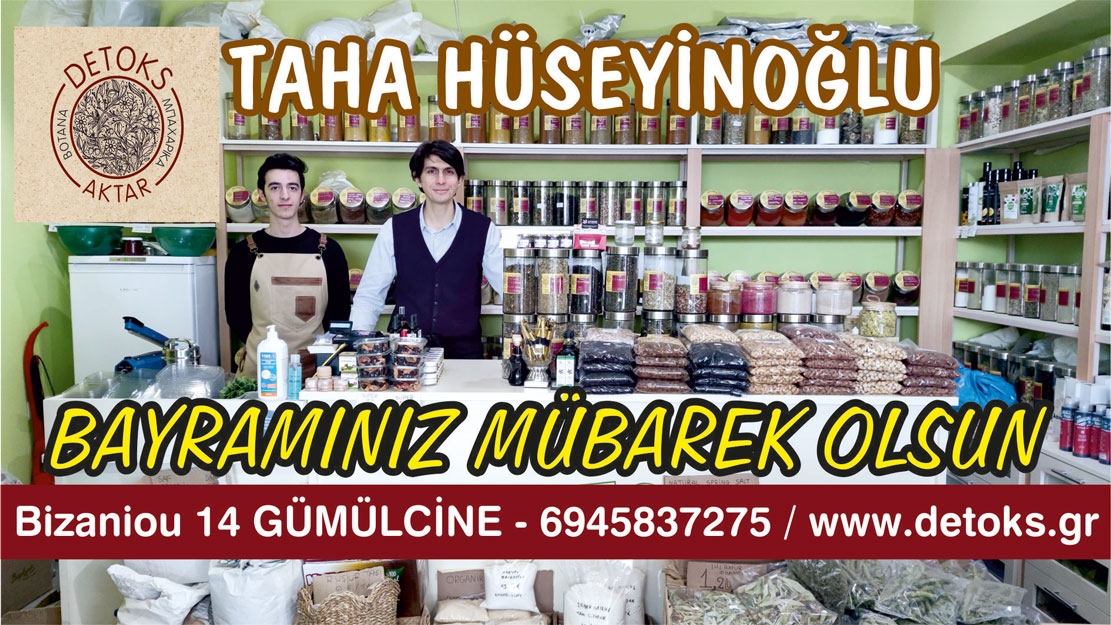 DETOKS AKTAR dükkanı sahibi TAHA HÜSEYİNOĞLU'ndan bayram tebriği