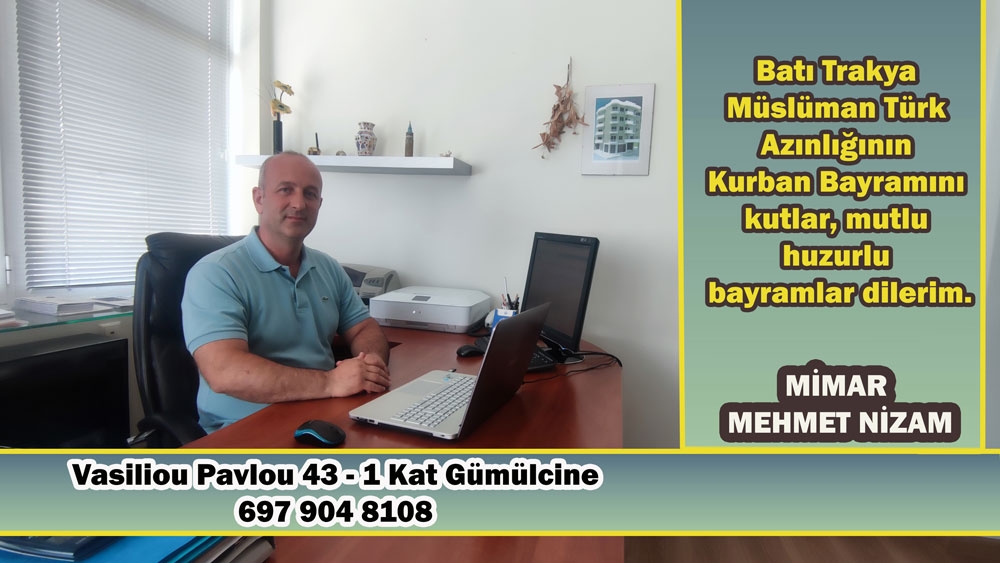 Mimar Mehmet Nizam'dan bayram tebriği