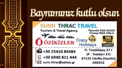 İskeçe Gümülcine sokağındaki SUNN THRAC TRAVEL bayramınızı kutlar