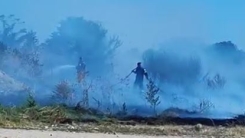 Gümülcine girişinde yangın çıktı