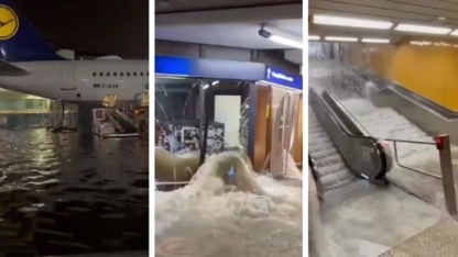 Sel felaketi Frankfurt Havalimanı'nı vurdu: Uçuşlar iptal edildi!