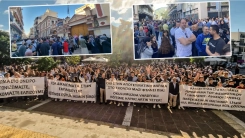 İskeçe Türk Azınlık Ortaokulu ve Lisesinin önündeki protesto eylemi sürüyor