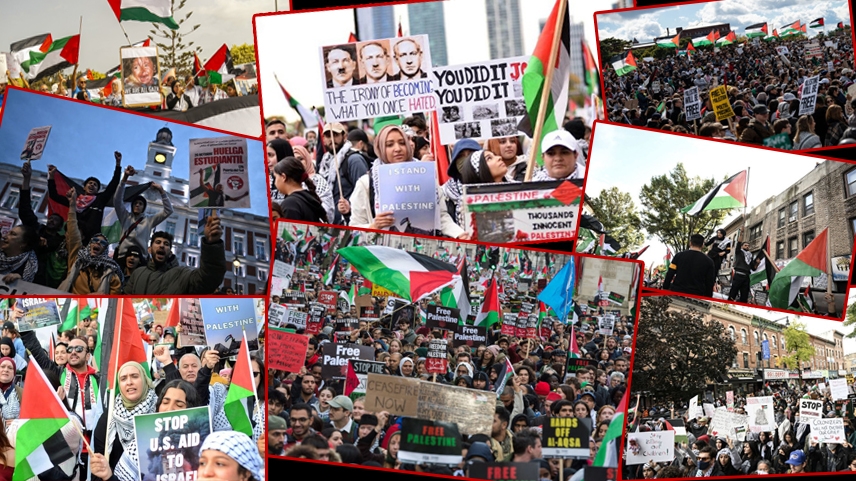Dünyanın dört bir yanından Filistin'e destek gösterisi