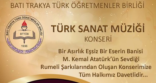 Batı Trakya Türk Öğretmenler Birliği'nden Türk Sanat Müziği Konseri