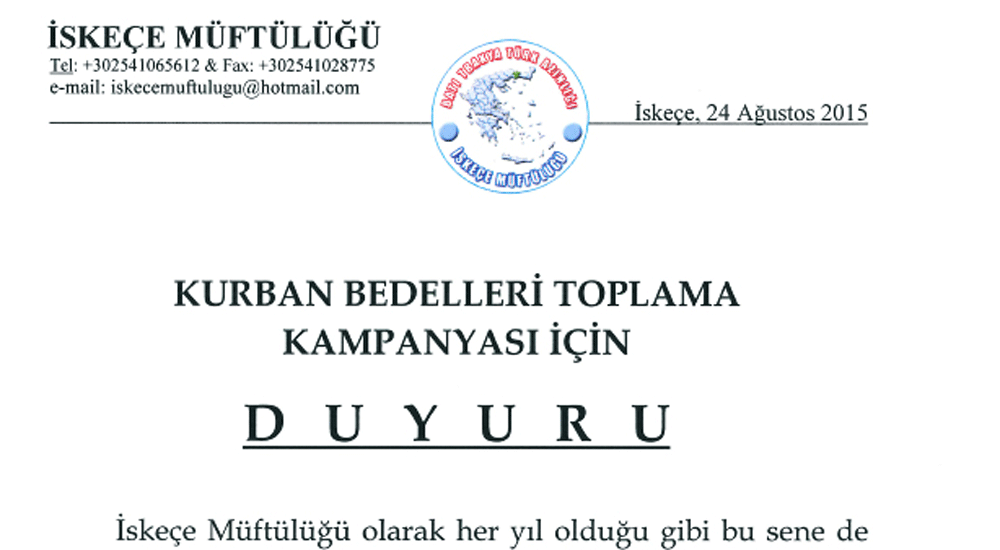 İskeçe Müftülüğü'nden Vekalet Yoluyla Kurban Kesimi