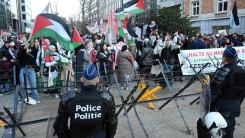 Paris'ten başlayan Filistin'e destek yürüyüşü Brüksel'de son buldu