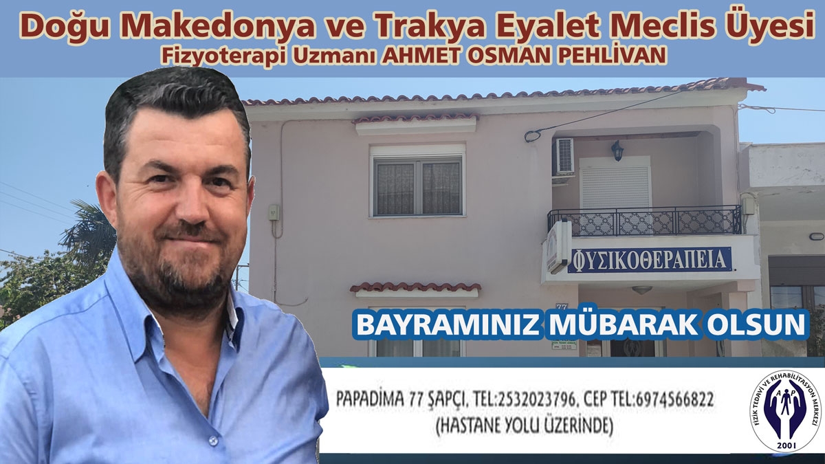 DMT Eyalet Meclis Üyesi Ahmet Pehlivan’dan bayram kutlama mesajı