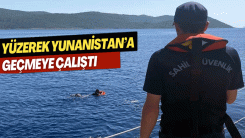 Yüzerek Yunan adasına geçmeye çalışan kaçak göçmen yakalandı