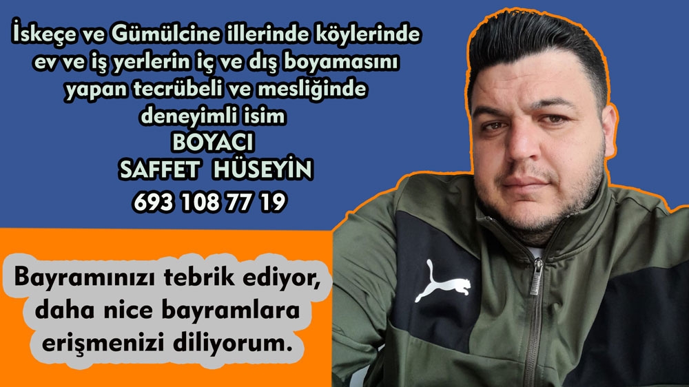Boyama Ustası SAFFER HÜSEYİN huzurlu bayram günleri diler