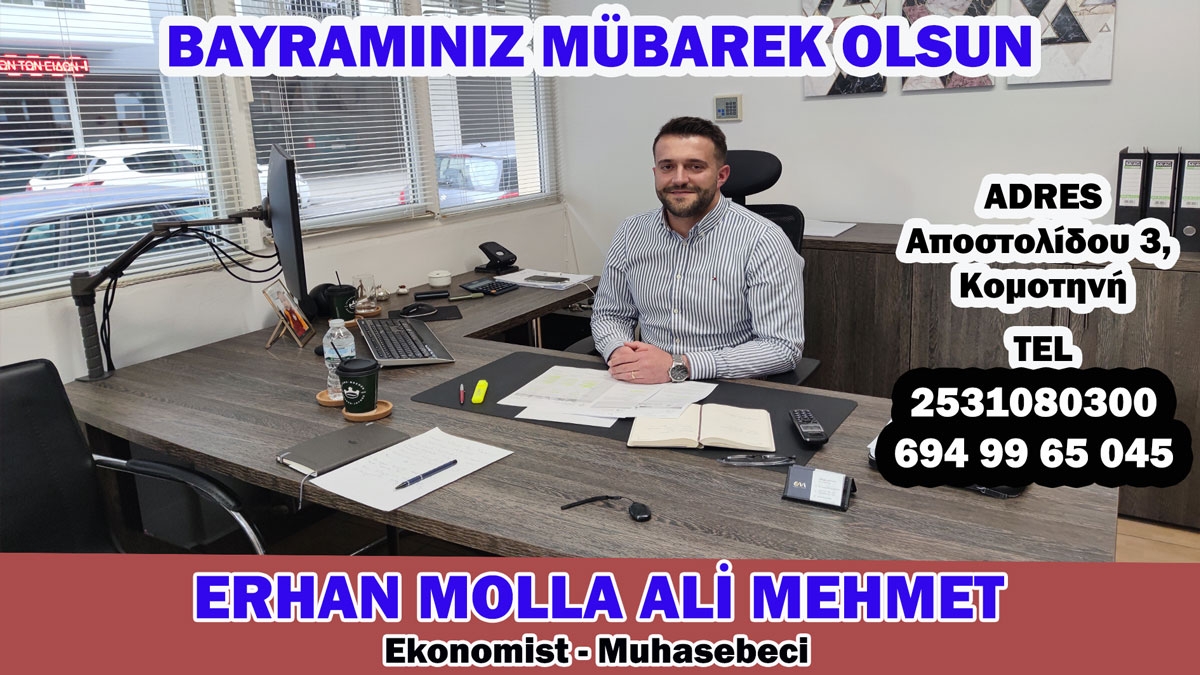 Ekonomist-Muhasebeci Erhan Molla Ali Mehmet bayramınızı kutlar