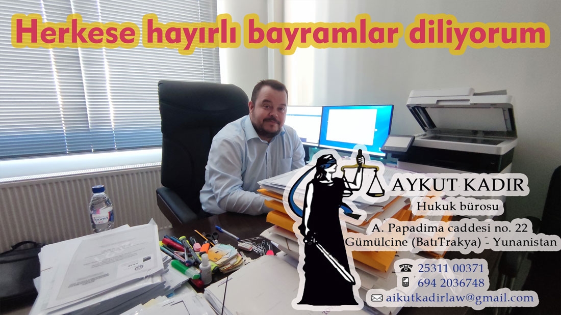 Av. Aykut Kadir hayırlı bayramlar diler