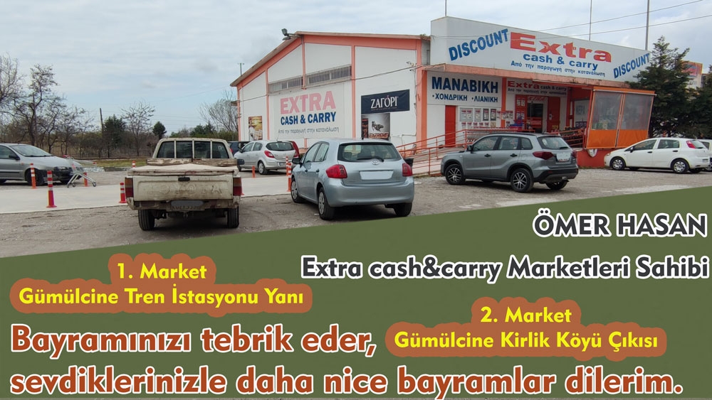 “Extra cash&carry” marketleri sahibi Ömer Hasan bayramınızı tebrik eder