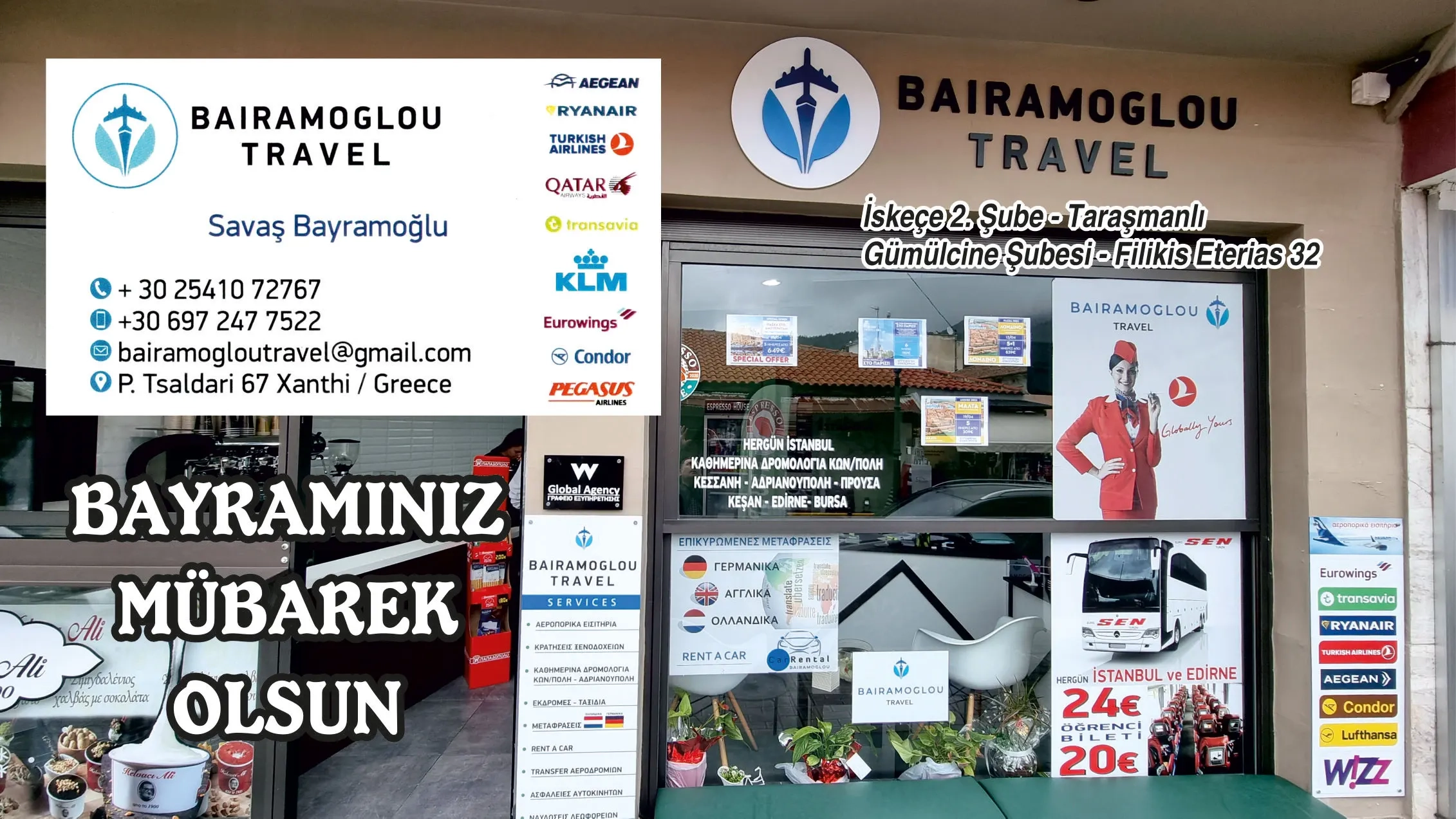 BAIRAMOGLOU TRAVEL sahibi Savaş Bayramoğlu hayırlı bayramlar diler 