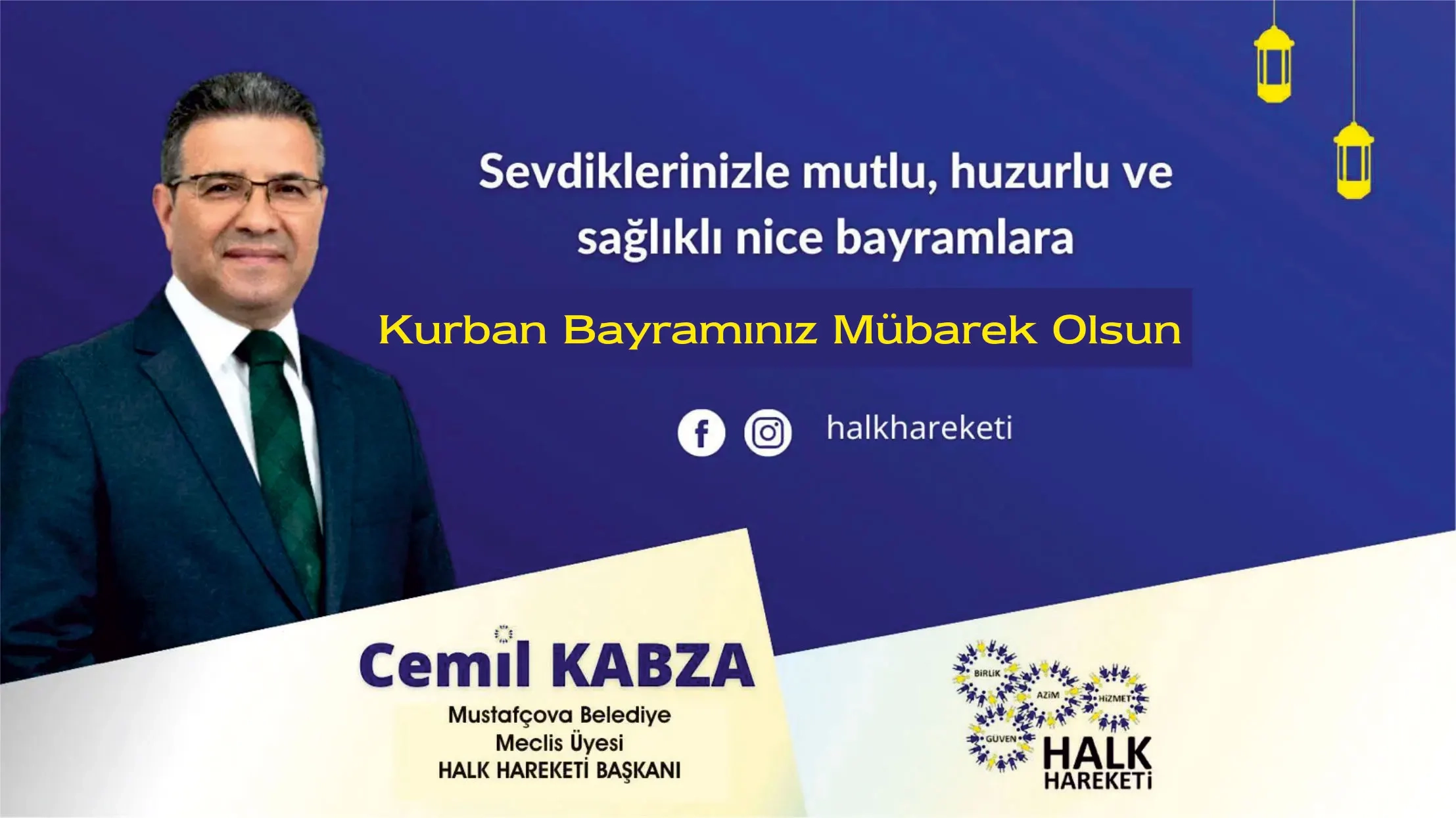 Mustafçova Eski Belediye Başkanı Cemil KABZA'dan Kurban bayramı tebriği