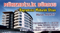 Şapçı kasabasında hizmet veren mühendislik bürosu sahibi Murat MURAT bayramınızı kutlar