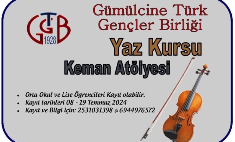 GTGB'de keman atölyesi başlıyor
