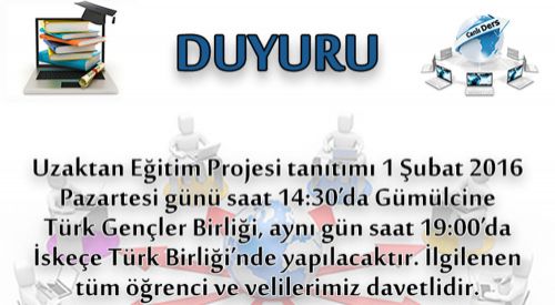 Uzaktan Eğitim Projesi tanıtılacak