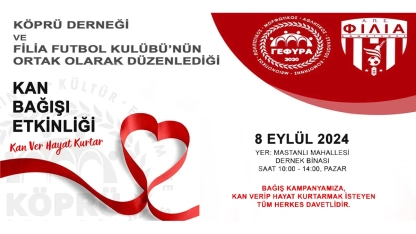 Köprü Derneği ile Filia Futbol Kulübü "Kan Bağışı Etkinliği" düzenliyor