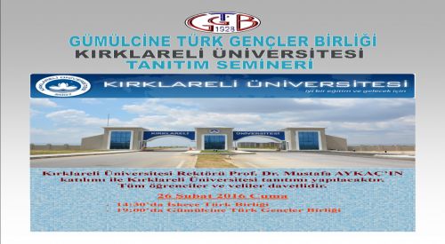 Kırklareli Üniversitesi Batı Trakya'da tanıtılacak