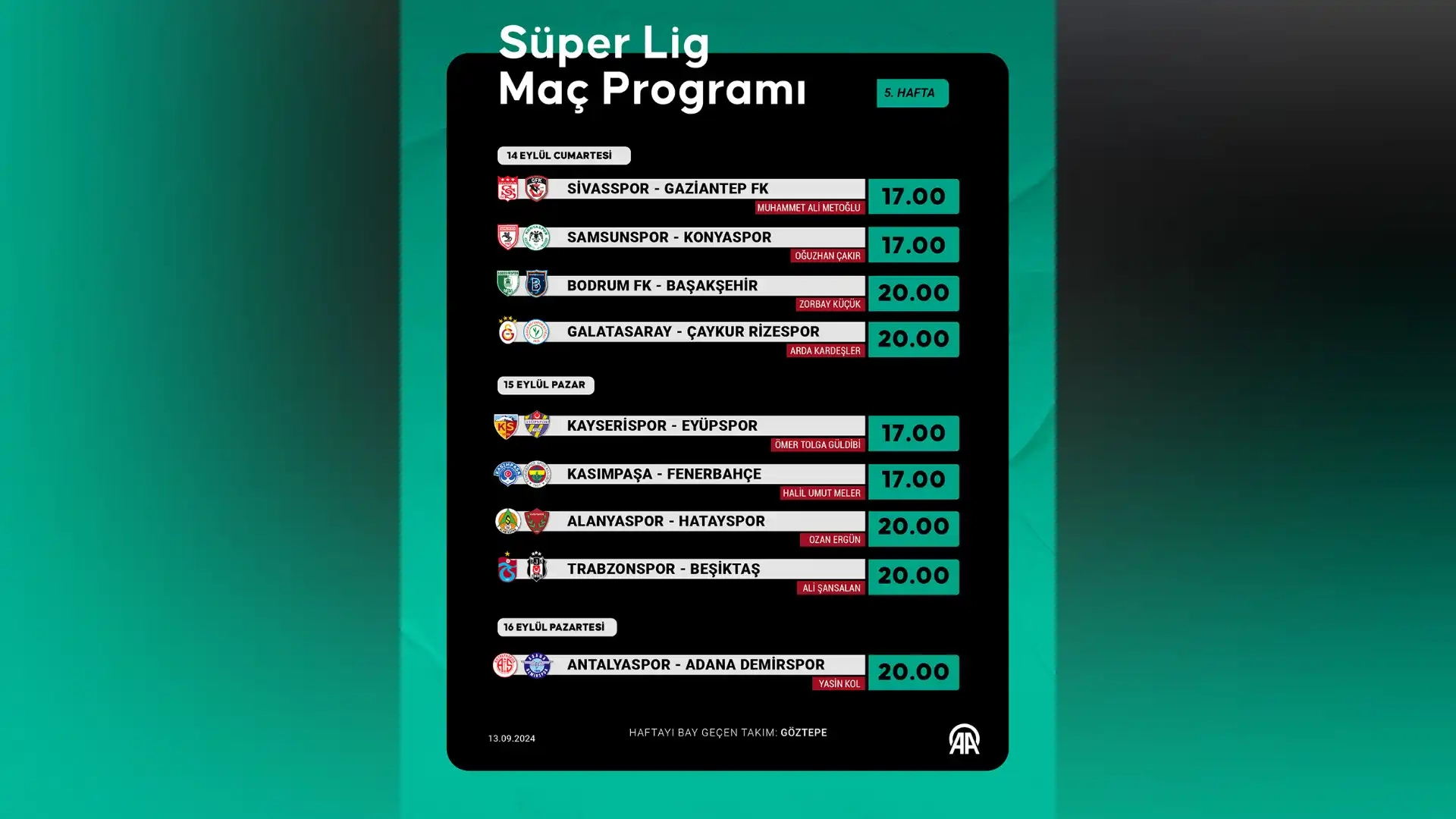 Süper Lig 5. hafta programı