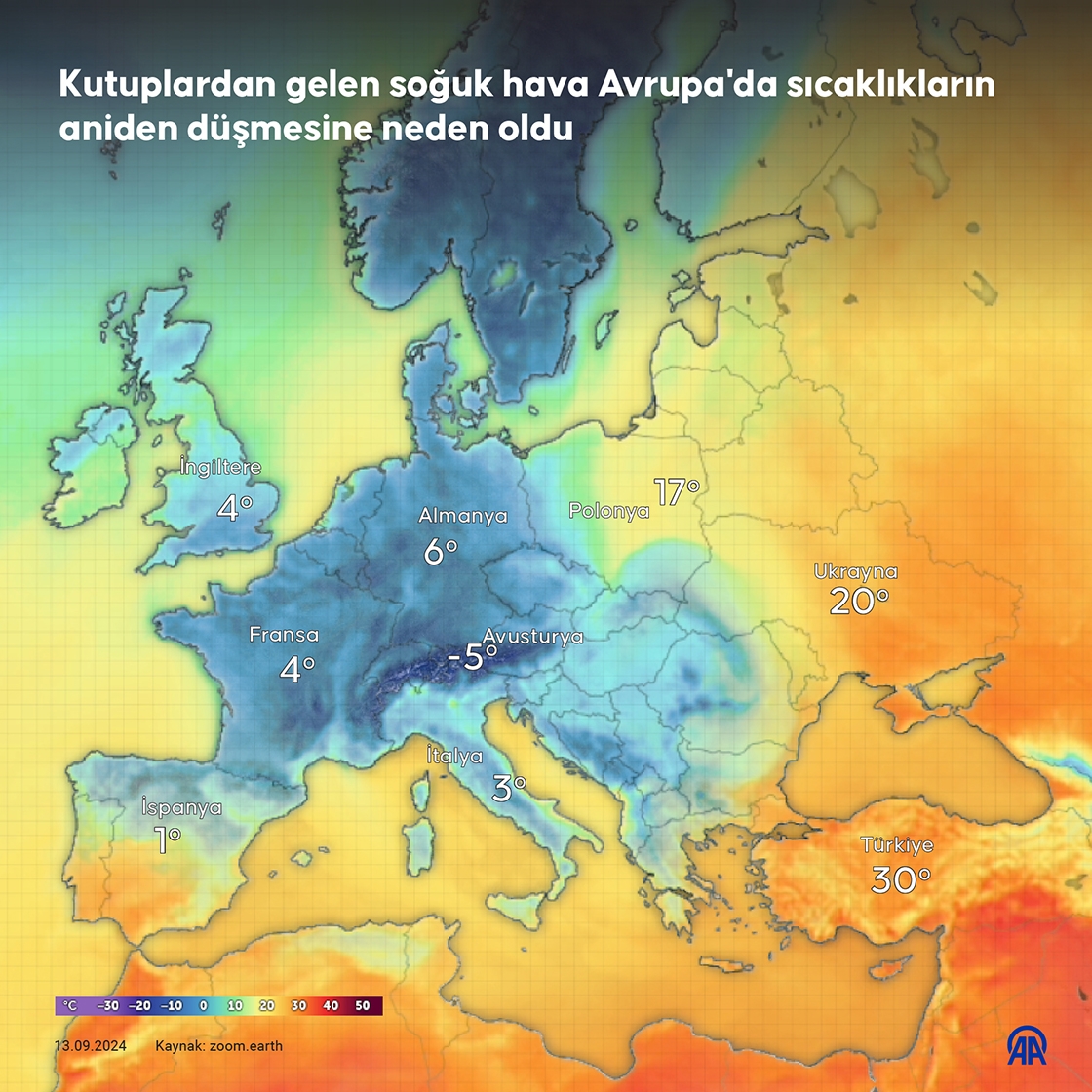 Kutuplardan kopan soğuk hava Avrupa'da sıcaklıkların aniden düşmesine neden oldu