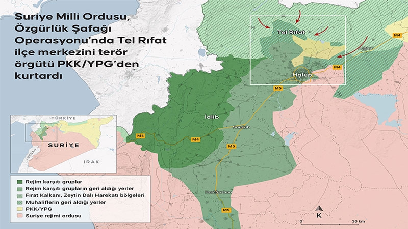 Suriye Milli Ordusu, Özgürlük Şafağı Operasyonu'nda Tel Rıfat ilçe merkezini terör örgütü PKK/YPG’den kurtardı