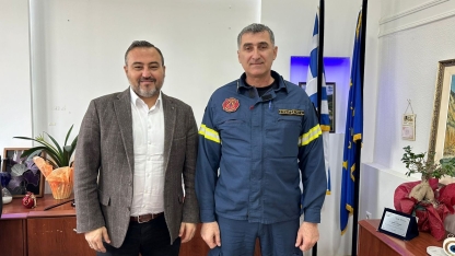 Rodop İtfaiye Müdürü Strantzalis'ten Belediye Başkanı İmam'a ziyaret
