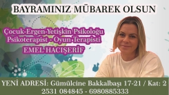 Çocuk, Ergen, Yetişkin Psikoloğu Emel Hacışerif bayramınızı kutlar