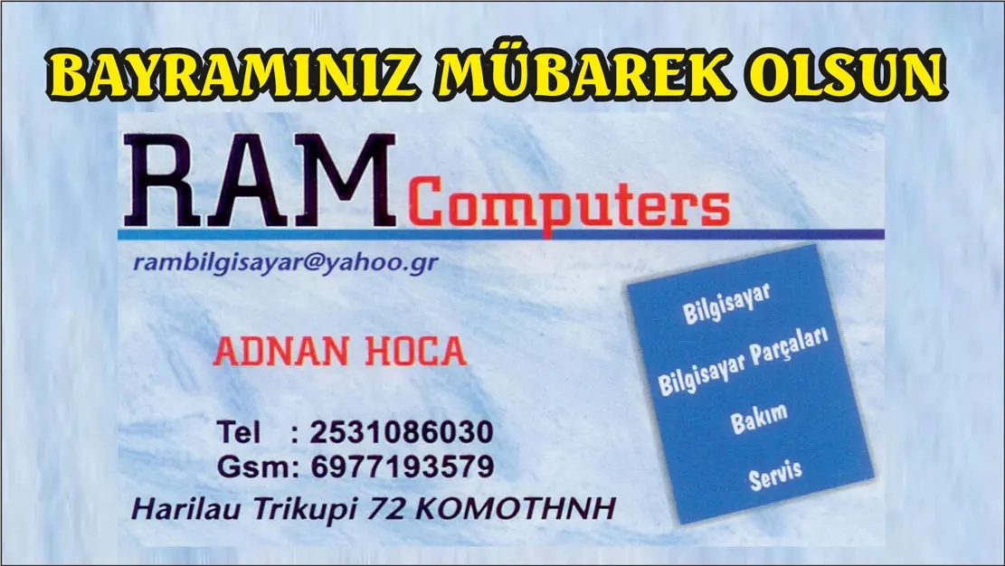 RAM Computers sahibi ADNAN HOCA hayırlı ramazanlar diler