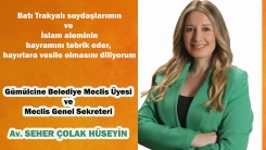 Av. Seher Çolak Hüseyin hayırlı bayramlar diler