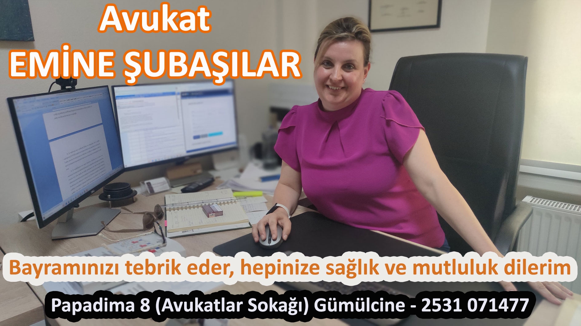 Av. Emine Şubaşılar'dan bayram tebriği