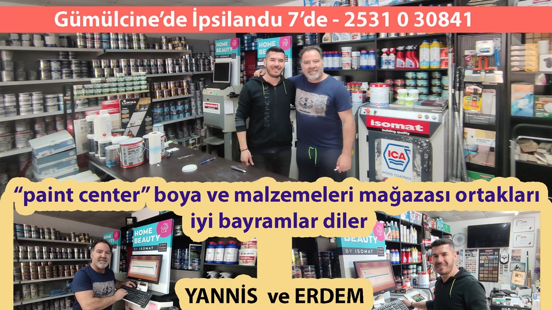 Boya ve malzemelerin adresi "paint center" ortaklarından bayram tebriği