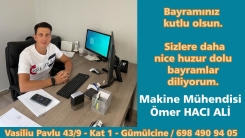 Makine Mühendisi ÖMER HACI ALİ neşe dolu bayramlar diler