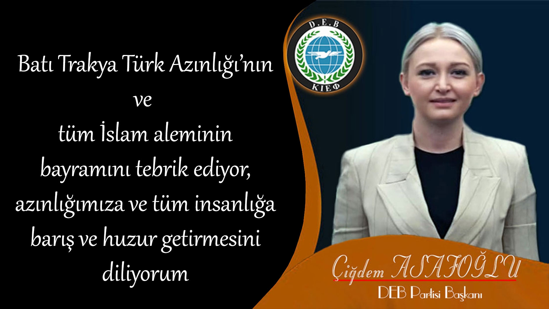 DEB Partisi Genel Başkanı Çiğdem Asafoğlu kurban bayramınızı kutlar