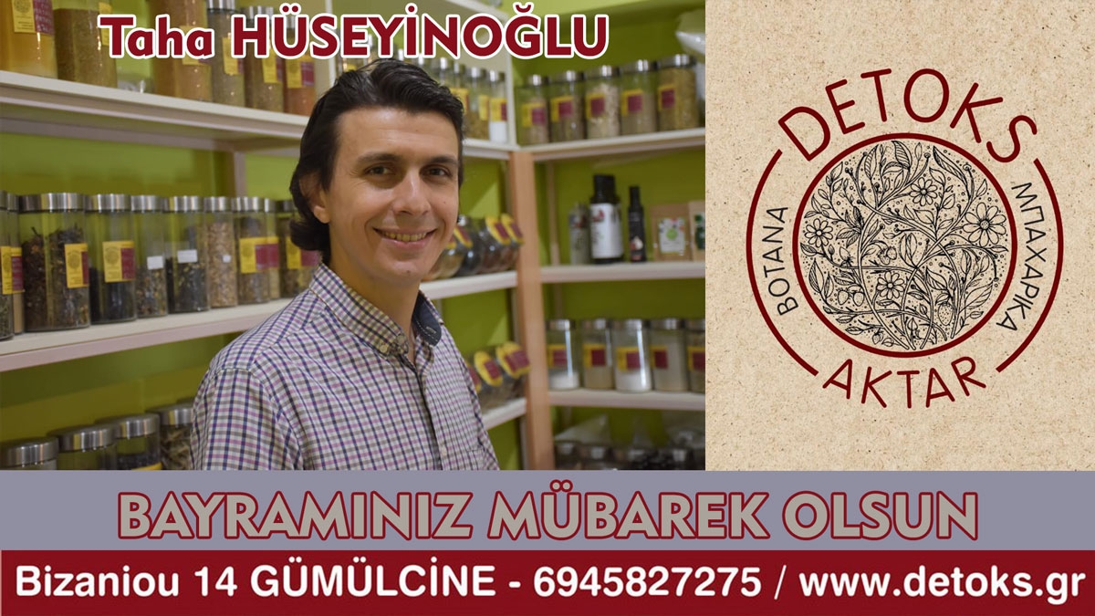 DETOKS AKTAR sahibi Taha Hüseyinoğlu sağlık ve huzur dolu bir bayram geçirmenizi diler