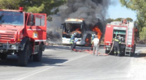 Rodos'ta Tur Otobüsü Yandı! Yolcular Ölümden Döndü
