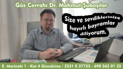 Göz Cerrahı Dr. Mahmut Şubaşılar hayırlı bayramlar diliyor
