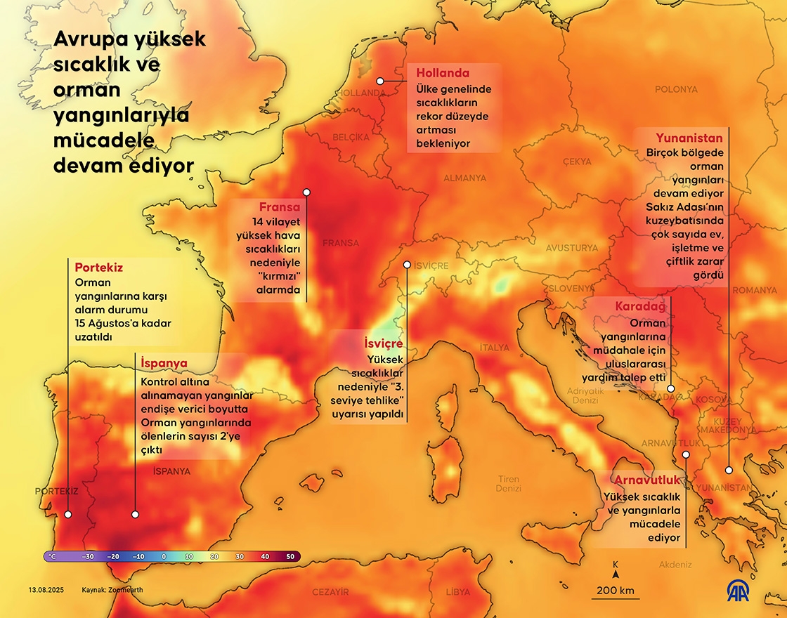Avrupa yüksek sıcaklık ve orman yangınlarıyla mücadele devam ediyor
