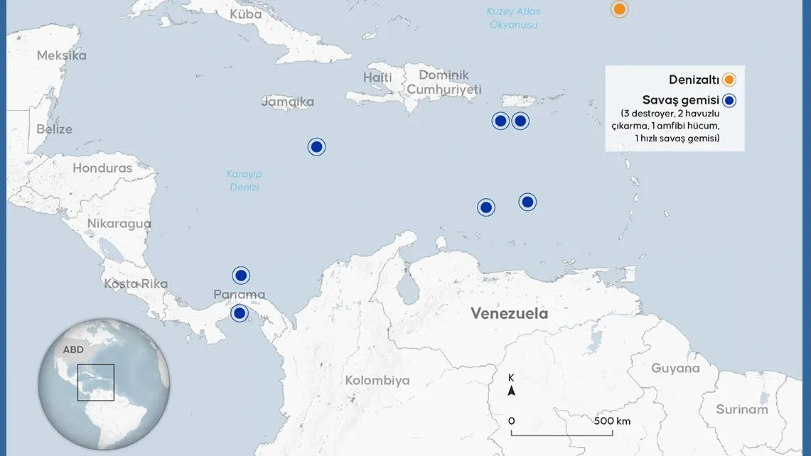İnfografik | ABD savaş gemileri Venezuela açıklarında konuşlandı
