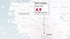 Antalya'da 4,9 büyüklüğünde deprem