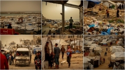 Gazze'de etkili olan kum fırtınası güç koşullarda yaşayan Filistinlilere zor anlar yaşatıyor