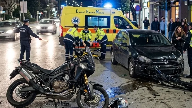 İskeçe Zincirlihan kavşağında otomobil ile motosiklet çarpıştı