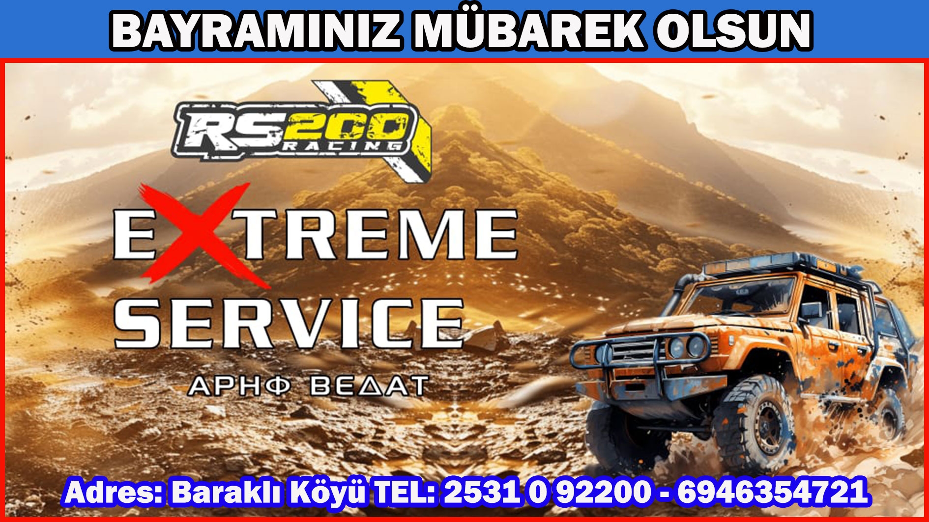 Extreme SEVRİCE oto tamirhanesi sahibi Vedat Arif mutlu ve huzurlu bayramlar diler
