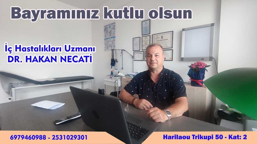 İç Hastalıkları Uzmanı Dr. Hakan NECATİ sağlıklı ve mutlu bir bayram geçirmenizi diler 