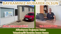 Yahyabeyli köyünde hizmet veren Aluminyum Doğrama Ustası İBRAHİM İMAM HASAN Ramazan bayramınızı tebrik eder  
